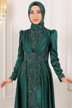 Cemre Tesettür Abiye Zümrüt
