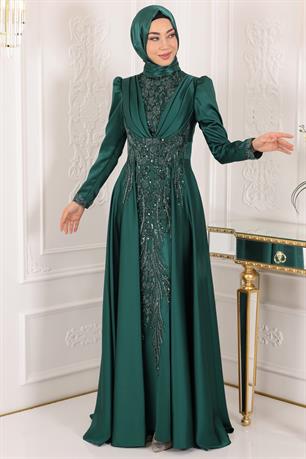 Cemre Tesettür Abiye Zümrüt