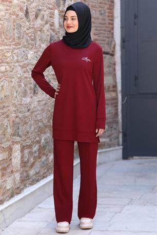 Cemre Tesettür Takım Bordo