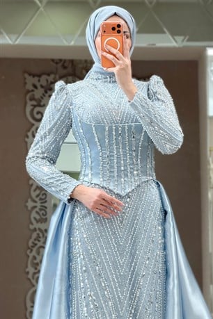 Ceren Tesettür Abiye Bebe Mavi