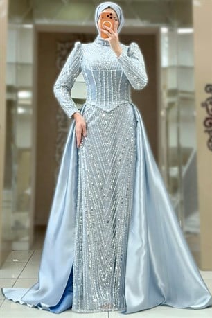 Ceren Tesettür Abiye Bebe Mavi