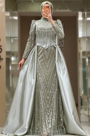 Ceren Tesettür Abiye Haki