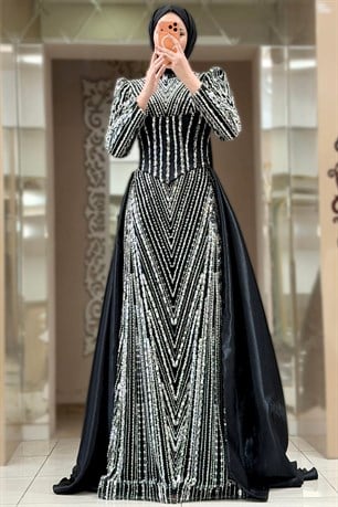 Ceren Tesettür Abiye Siyah