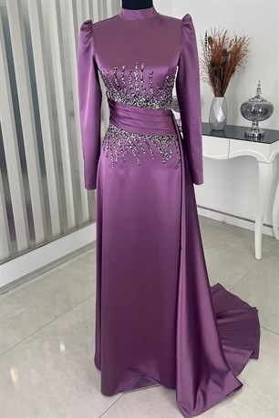 Ceyla Kuyruklu Tesettür Abiye Lila