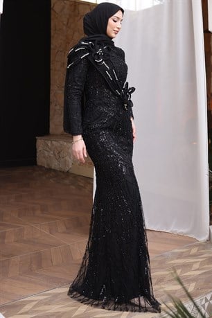 Ceylan Tesettür Abiye Siyah