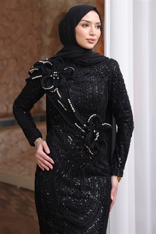 Ceylan Tesettür Abiye Siyah