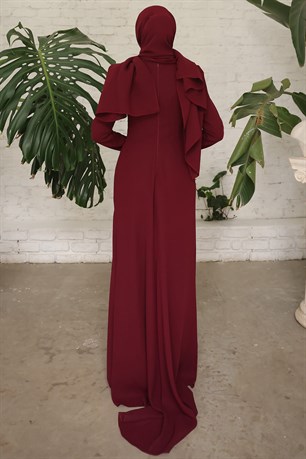 Cleopatra Tesettür Abiye Bordo