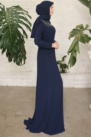Cleopatra Tesettür Abiye Lacivert