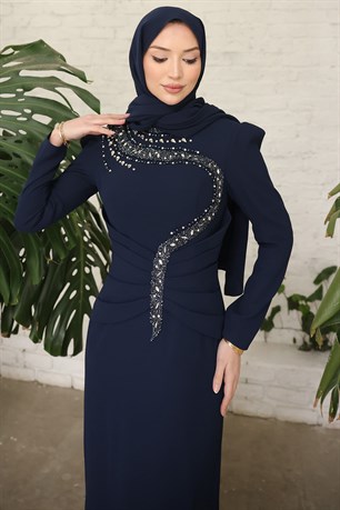 Cleopatra Tesettür Abiye Lacivert