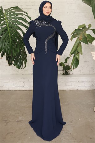 Cleopatra Tesettür Abiye Lacivert