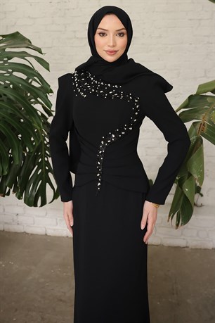 Cleopatra Tesettür Abiye Siyah