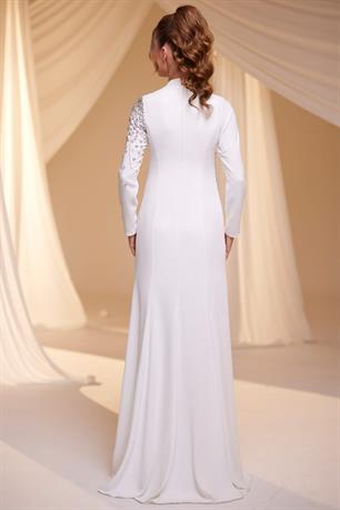 Defne Tesettür Abiye Beyaz