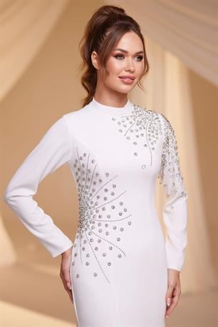 Defne Tesettür Abiye Beyaz