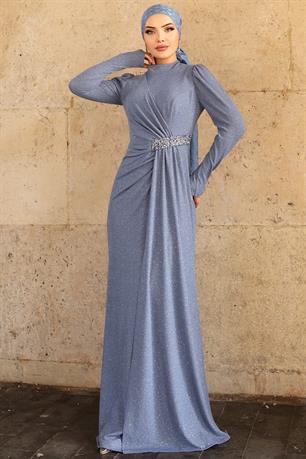 Defne Tesettür Abiye İndigo