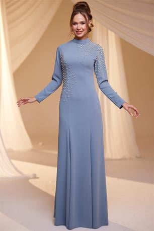 Defne Tesettür Abiye İndigo