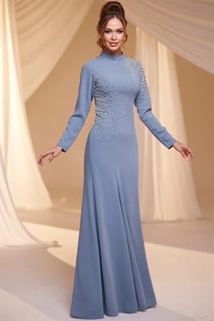 Defne Tesettür Abiye İndigo