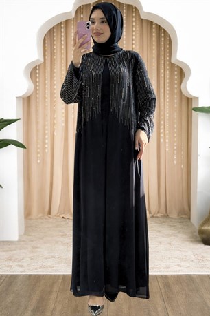 Deren Tesettür Abiye Siyah