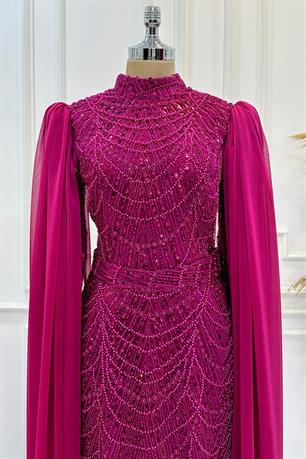 Devin Tesettür Abiye Fuşya