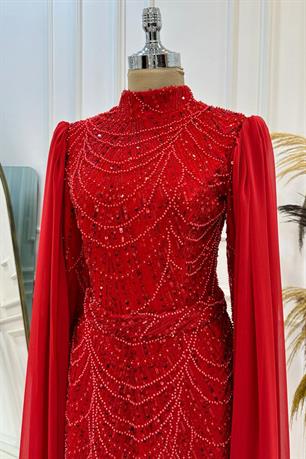 Devin Tesettür Abiye Kırmızı