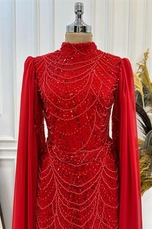 Devin Tesettür Abiye Kırmızı