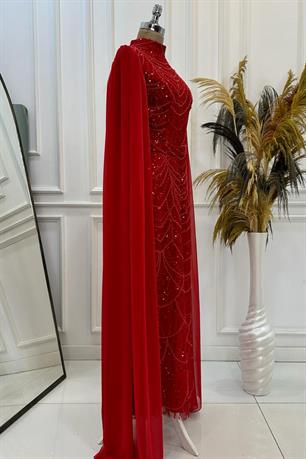 Devin Tesettür Abiye Kırmızı