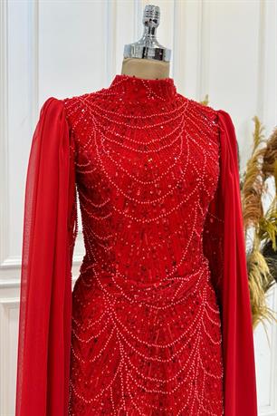 Devin Tesettür Abiye Kırmızı