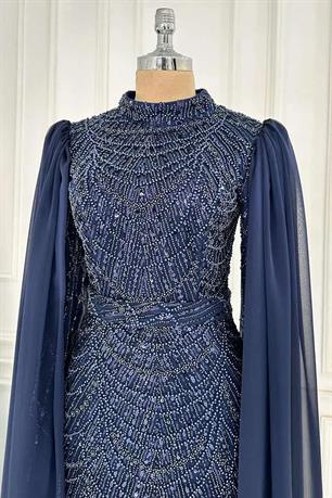 Devin Tesettür Abiye Lacivert