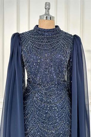 Devin Tesettür Abiye Lacivert