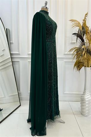 Devin Tesettür Abiye Zümrüt