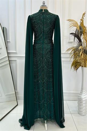 Devin Tesettür Abiye Zümrüt