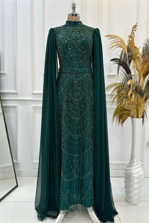 Devin Tesettür Abiye Zümrüt