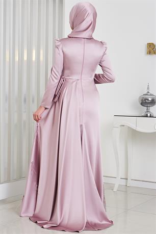 Dicle Tesettür Abiye Lila