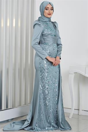 Dicle Tesettür Abiye Mint