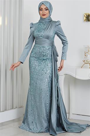 Dicle Tesettür Abiye Mint