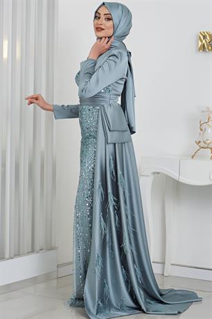 Dicle Tesettür Abiye Mint