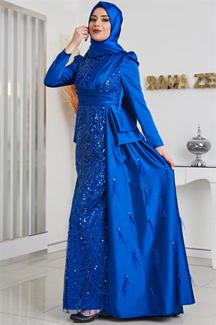 Dicle Tesettür Abiye Saks