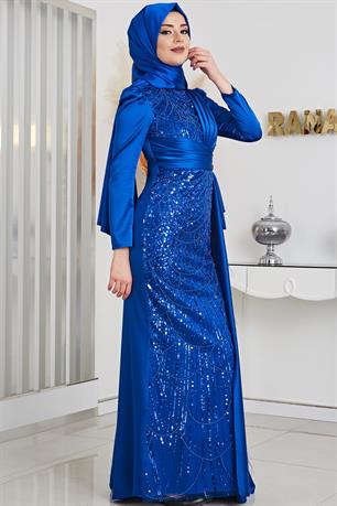 Dicle Tesettür Abiye Saks