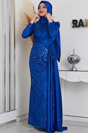 Dicle Tesettür Abiye Saks