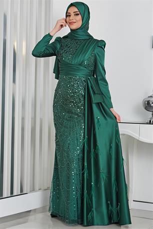 Dicle Tesettür Abiye Zümrüt