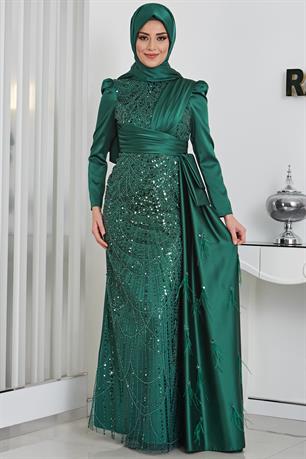 Dicle Tesettür Abiye Zümrüt