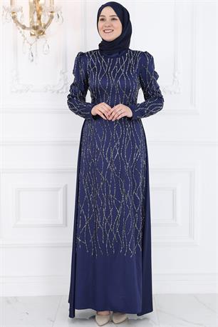 Didem Tesettür Abiye Lacivert
