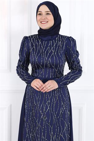 Didem Tesettür Abiye Lacivert