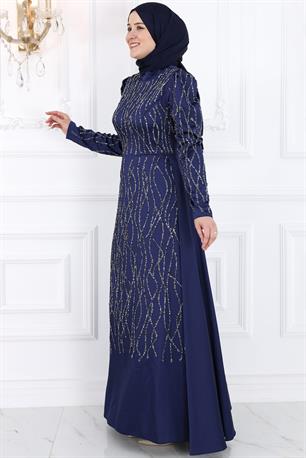 Didem Tesettür Abiye Lacivert