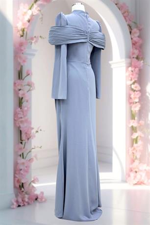 Dila Tesettür Abiye Gri