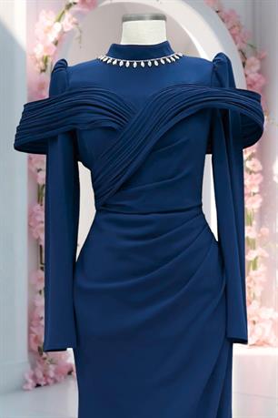 Dila Tesettür Abiye Lacivert