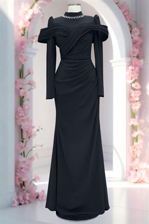 Dila Tesettür Abiye Siyah