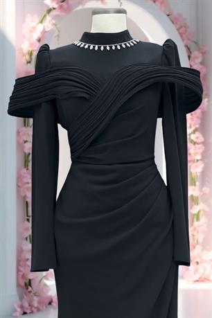 Dila Tesettür Abiye Siyah