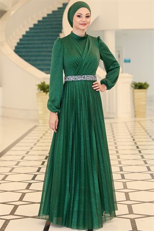 Dila Tesettür Abiye Zümrüt
