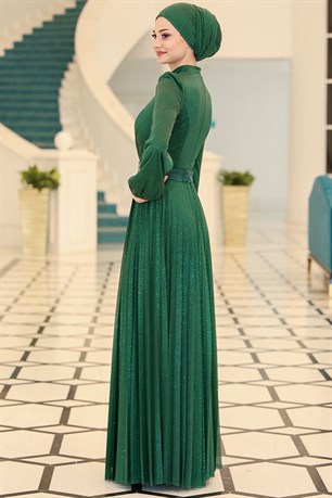 Dila Tesettür Abiye Zümrüt
