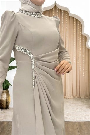 Dilem Tesettür Abiye Bej
